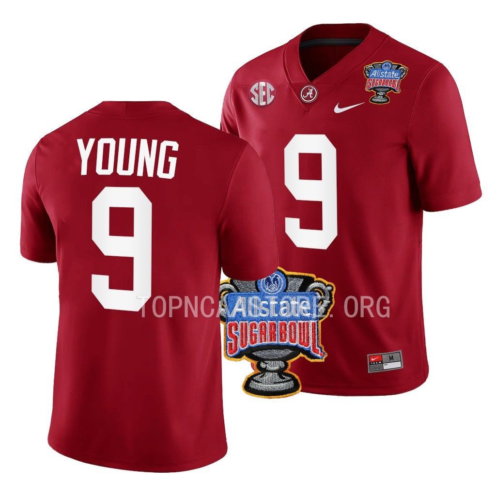 Men's Alabama Crimson Tide Bryce Young #9 Crimson 2022 Sugar Bowl NCAA College Football Jersey